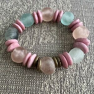 Handcrafted sea glass beaded bracelet